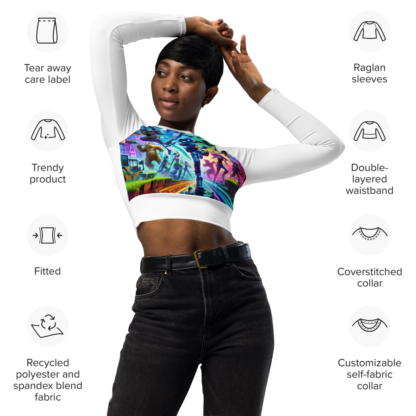 Recycled Long-Sleeve Gamer Crop Top 1