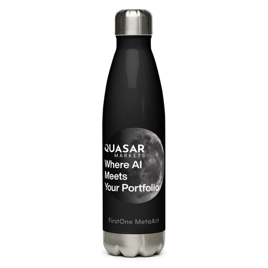 Stainless Water Bottles Black: The Moon Collection for Quasar Markets eco-friendly, stylish bottles, a symbol of health consciousness and luxury.